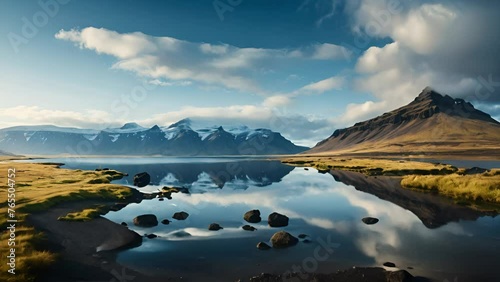 水面と山の自然風景,Generative AI  photo