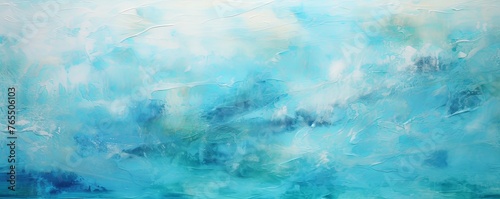 Turquoise and white painting with abstract wave patterns © Celina