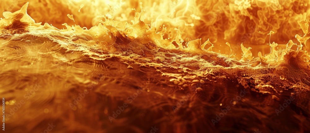  A detailed photo of a burning fire, showcasing numerous bright flames emanating from both sides of the flame