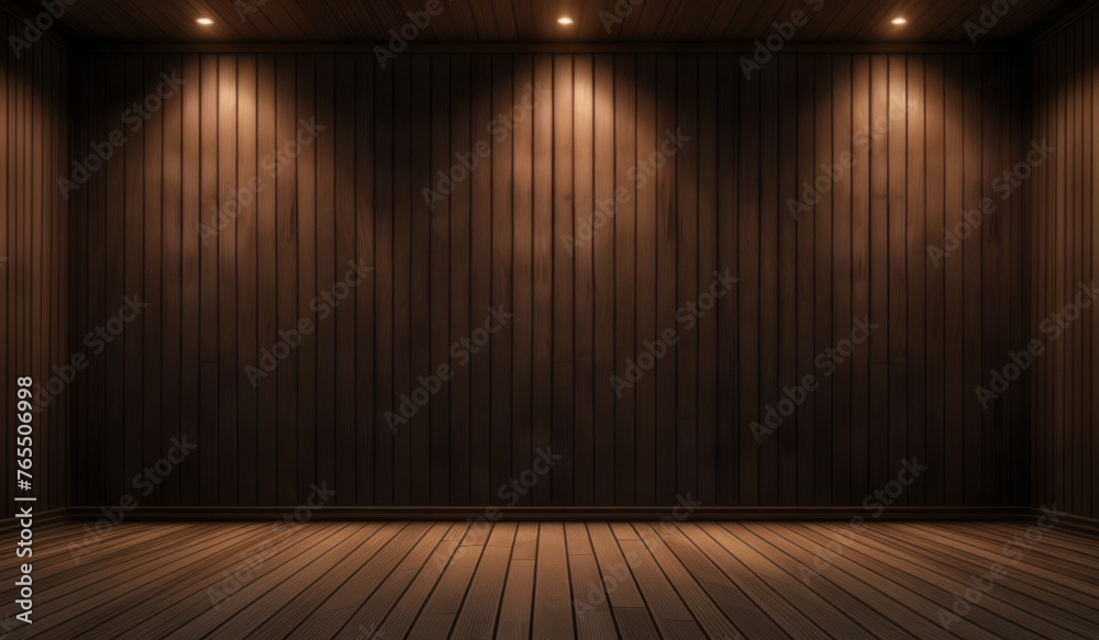 wooden room with wall and spotlights wooden room with wall and spotlights