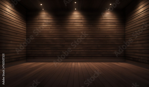 Wallpaper Mural wooden room with wall and spotlights Torontodigital.ca