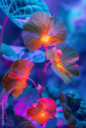 Nasturtium Salad Growth Under Ultraviolet LED Lights