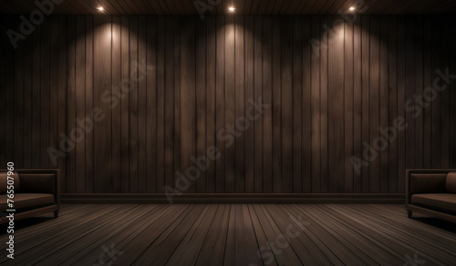 wooden room with wall and spotlights