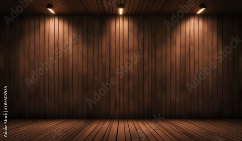 wooden room with wall and spotlights