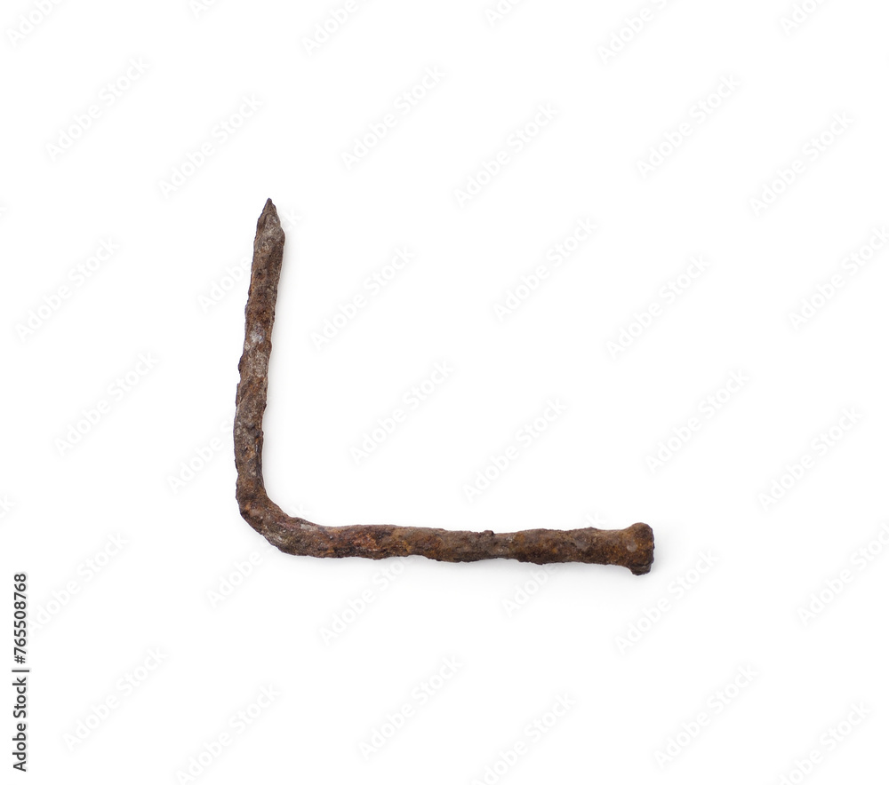Bent rusty nail. Bent rusty nail.