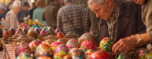 Traditional painted eggs at the Ciocanesti fair, for the orthodox Easter 4K Animated photo