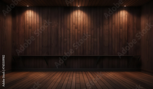 wooden room with wall and spotlights