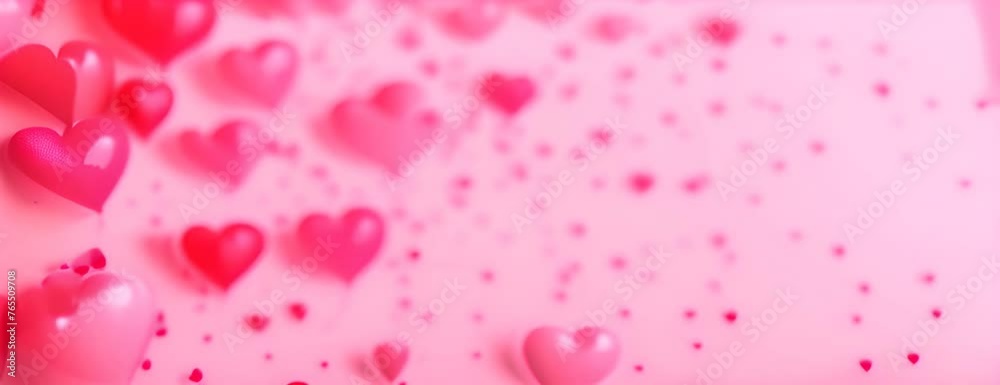 Valentine's day background with red and pink hearts like balloons on white background, flat lay, clipping path 4K Animated