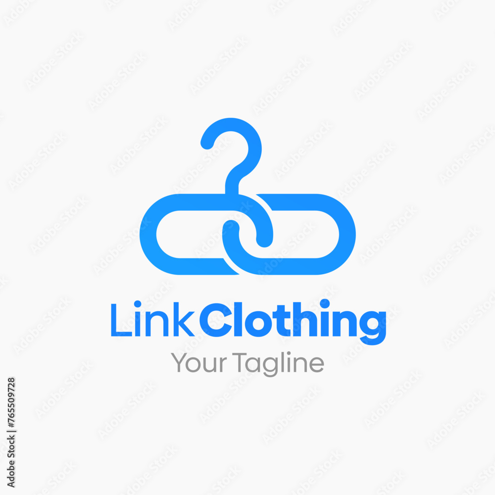 Illustration Vector Graphic Logo of Link Clothing. Merging Concepts of a Hanger Fashion and Link Chain Shape. Good for Fashion Industry, Business Laundry, Boutique, Garment, Tailor and etc