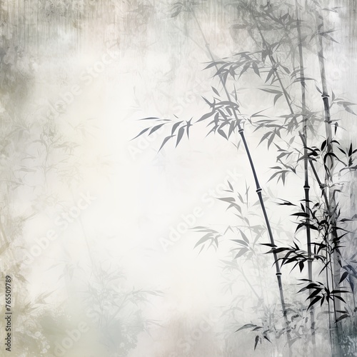 white bamboo background with grungy text © Celina