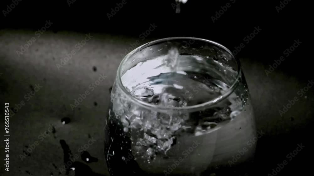 Pure Water Poured Into Glass Closeup Pure Water Poured Into Glass Closeup