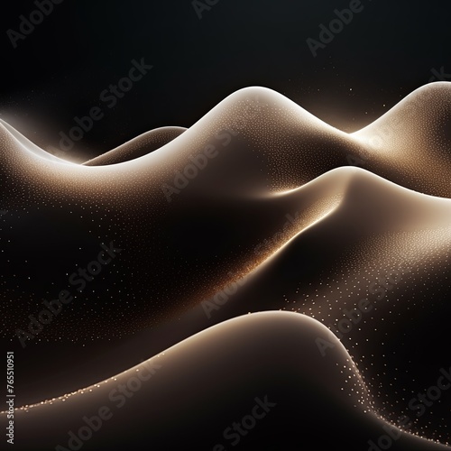 White wave on a black background, in the style of futuristic spacescapes, dark brown