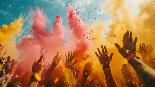 Explosion of Joy: Holi Festival with Vivid Color Clouds