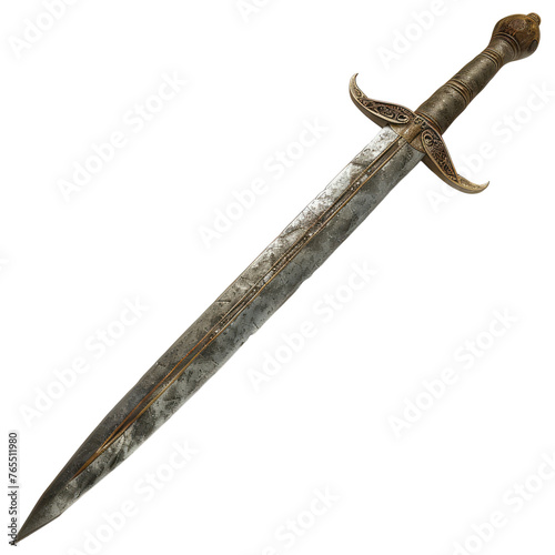 Old sword isolated on transparent background