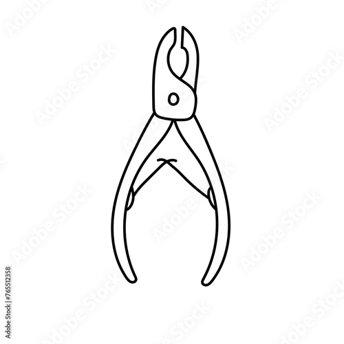 Manicure tool - Nippers. Vector illustration in doodle style.