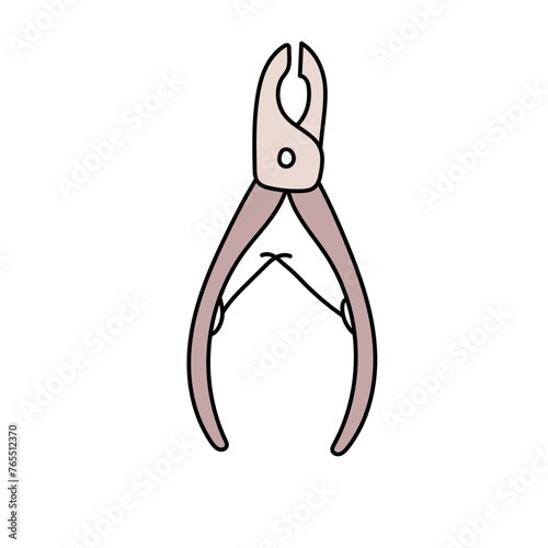 Manicure tool - Nippers. Vector illustration in doodle style.