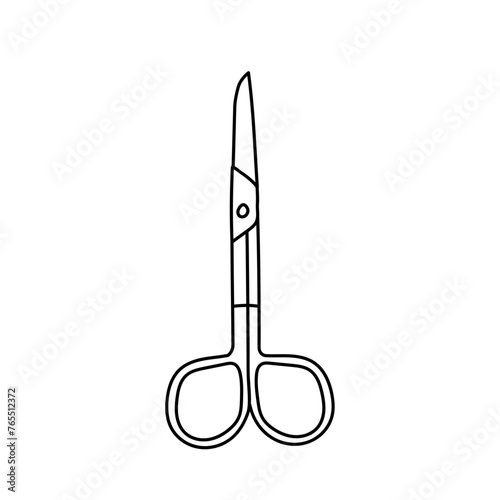 Tool for manicure - Scissors. Vector illustration in doodle style.