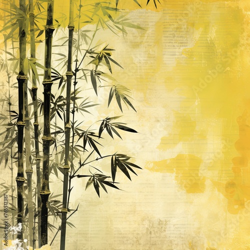 yellow bamboo background with grungy texture