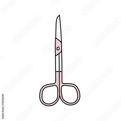 Tool for manicure - Scissors. Vector illustration in doodle style.