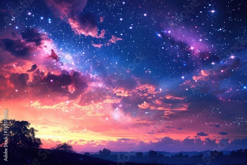 starry heaven in night background .