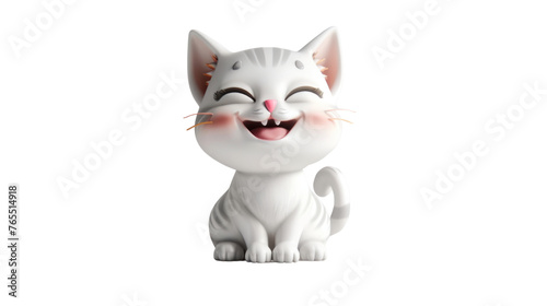 white cat with a smile