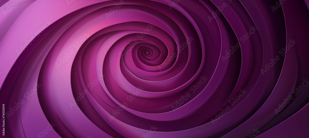 Fototapeta premium Abstract background with pink spiral in dark purple color. Modern wallpaper design for your project. The concept of the swirl effect on the wall. Dark purple background with 3d effect swirl for design