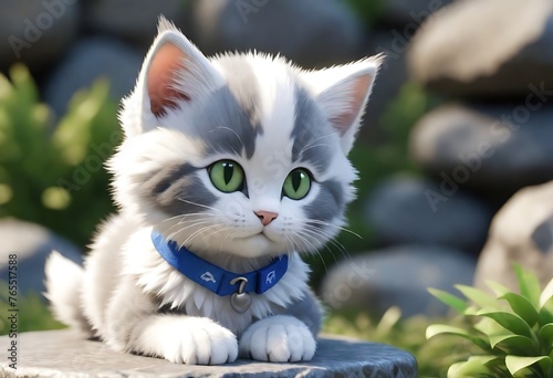 A Whimsical Kitten or cat floral realistic photo ai generated