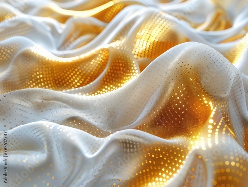 Flowing weave patterns of gold and white