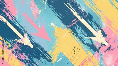 Dynamic Abstract Art with Bold Arrows in Vibrant Colors on Textured Background - AI generated
