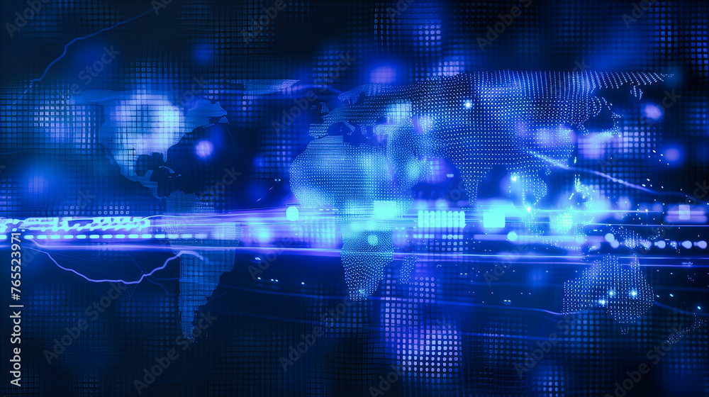Abstract digital technology and futuristic networking concept, showcasing global connectivity, cyber innovation, and modern business communication