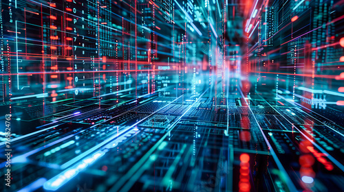 Abstract digital technology network, showcasing futuristic connectivity, cyber data, and modern communication in a global context