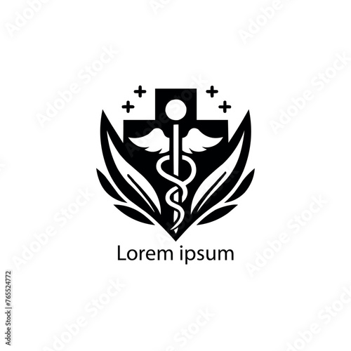 Caduceus symbol made using bird wings and poisonous snakes, healthcare conceptual vector illustration