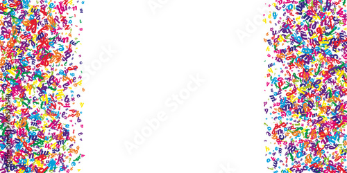 Scattered letters of latin alphabet. Colorful