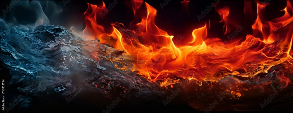fire and water on black - opposite energy 4K Video