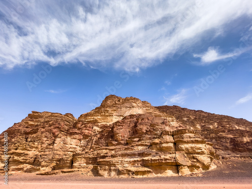 The amazing Wadi Rum Desert in Jordan. Desert Landscape. No people. Copy space