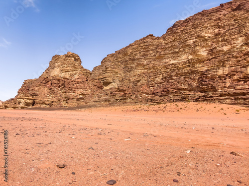 Magnificant shot of a hot sunny desert landscape and blue cloudy sky