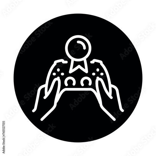 Blockchain game color line icon. Digital crypto art.