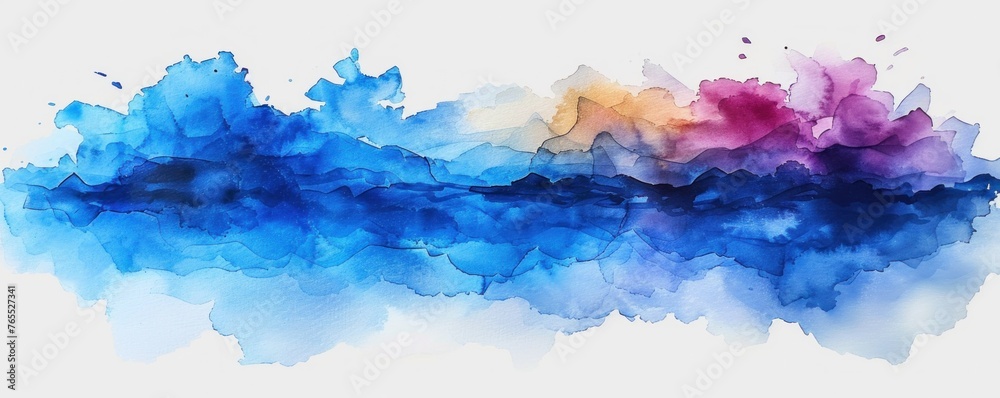 Blue watercolor paints on abstract background