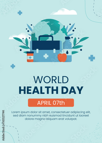 Hand drawn vertical poster template for world health day