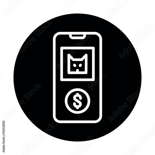 Game assets store color line icon. Digital crypto art.
