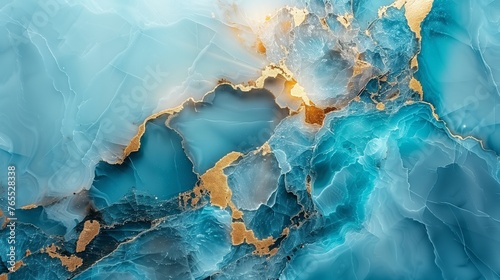  light blue and gold marble background. © AnyPic289