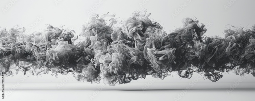 Shadow Play: Graphic Black Smoke Elements on Pure White Background