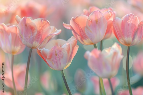  Late season tulips have been treated with very light  pastel coloration to bring forth a unique hue. 