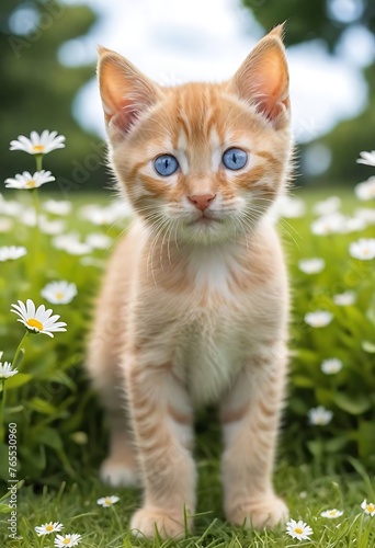 A Whimsical Kitten or cat floral realistic photo ai generated
