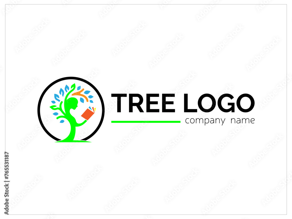 Tree shape logo template,Flat design family tree silhouette,Green eco tree,Hand drawn tree life in brown shades,