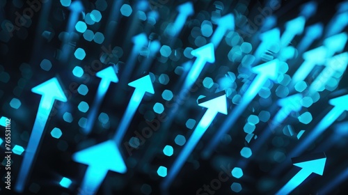 Innovative Technology and Progress: Abstract 3D Arrows Moving Forward on Digital Surface - AI generated