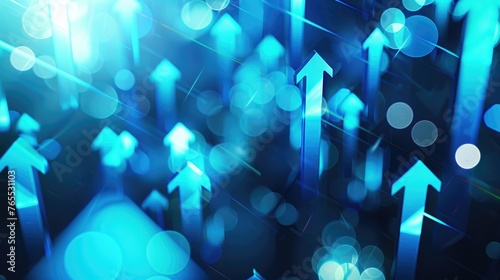 Innovative Technology and Progress: Abstract 3D Arrows Moving Forward on Digital Surface - AI generated