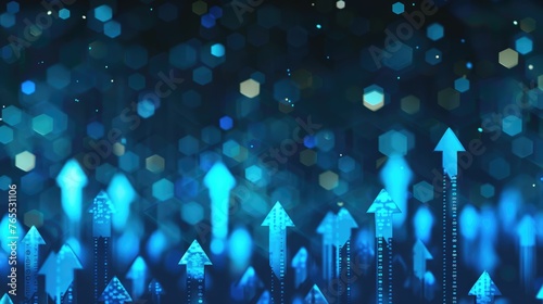 Innovative Technology and Progress: Abstract 3D Arrows Moving Forward on Digital Surface - AI generated