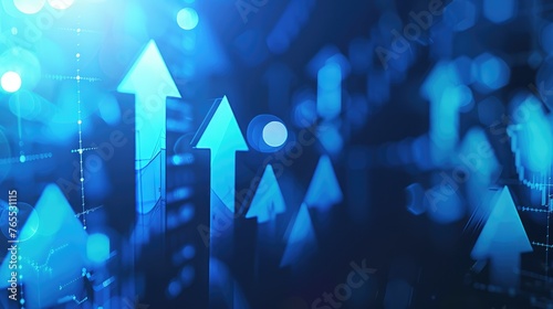 Innovative Technology and Progress: Abstract 3D Arrows Moving Forward on Digital Surface - AI generated