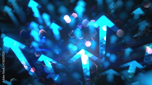 Innovative Technology and Progress: Abstract 3D Arrows Moving Forward on Digital Surface - AI generated